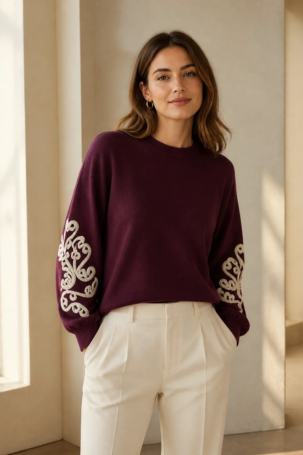 Maglia Aurora borgogna indossata